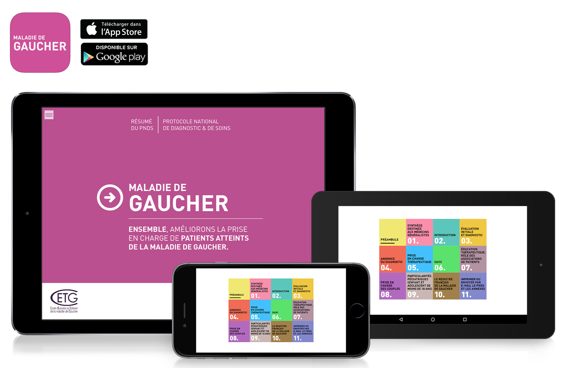 application-mono-publication-maladie-de-gaucher-ipad-iphone-android